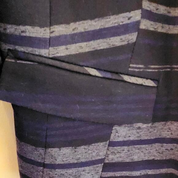 Anne Klein Blue Gray Black Striped Three-Quarter Sleeve Jacket Size Medium - Picture 5 of 7